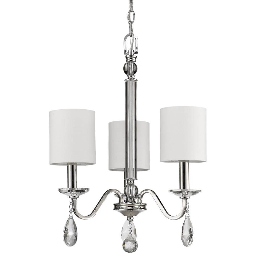 Acclaim Lighting Lily 3-Light Polished Nickel Chandelier With Fabric Shades And Crystal Accents