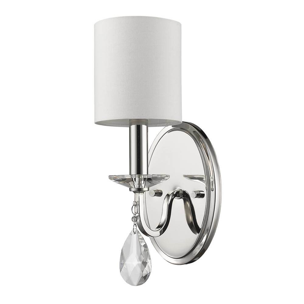 Acclaim Lighting Lily 3-Light Polished Nickel Sconce With Fabric Shade And Crystal Accent