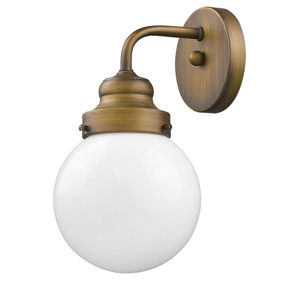 Acclaim Lighting Portsmith 1-Light Raw Sconce With White Globe Shade