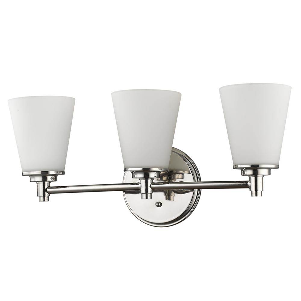 Acclaim Lighting Conti 3-Light Polished Nickel Sconce With Etched Glass Shades