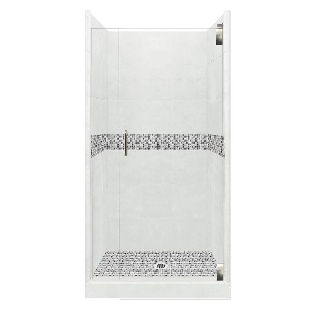 American Bath Factory 54 x 36 x 80 Del Mar Grand Alcove Shower Kit in Natural Buff with Chrome Finish