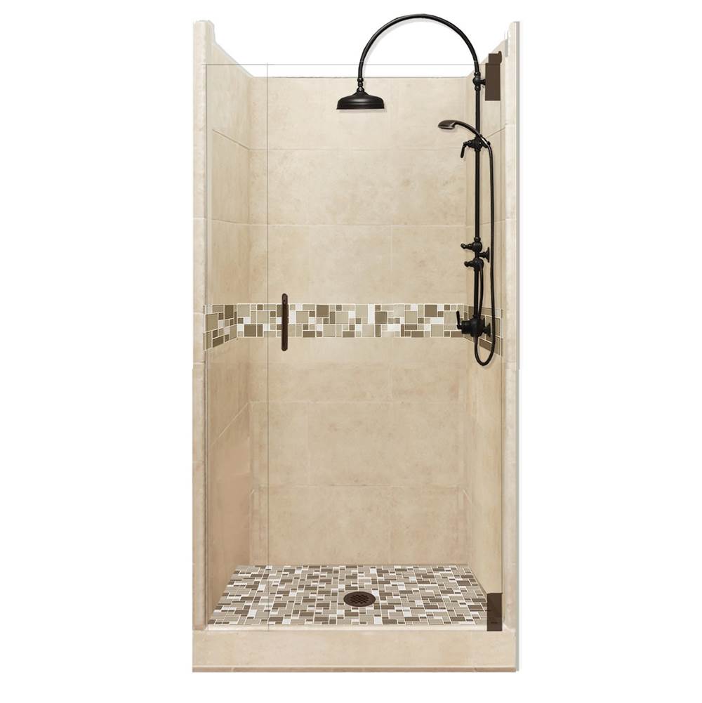 American Bath Factory 48 x 36 x 80 Tuscany Luxe Alcove Shower Kit in Brown Sugar with Old World Bronze Finish