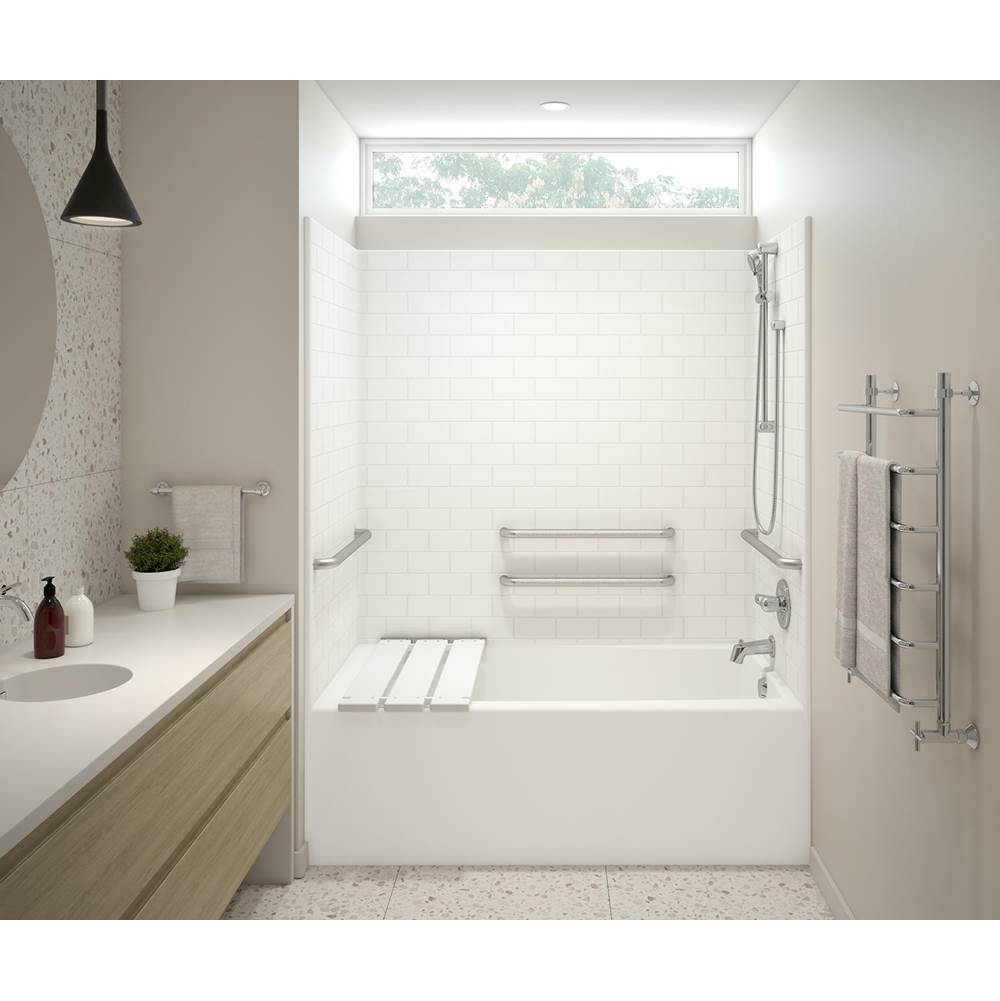 Aker F6030STTM AcrylX Alcove Left-Hand Drain One-Piece Tub Shower in Biscuit