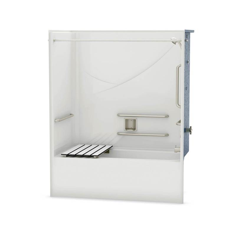 Aker OPTS-6032 AcrylX Alcove Right-Hand Drain One-Piece Tub Shower in Bone - ANSI Compliant