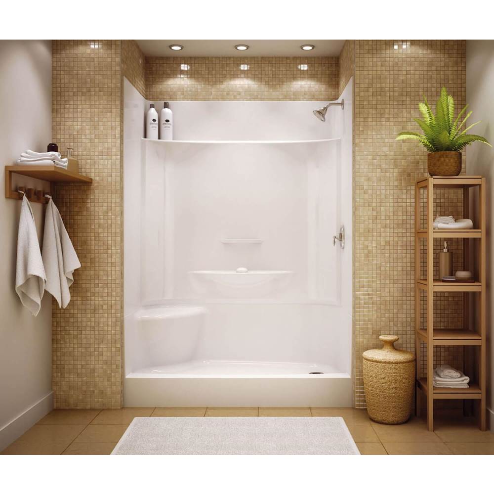 Aker KDS 3460 AFR AcrylX Alcove Left-Hand Drain Four-Piece Shower in Sterling Silver