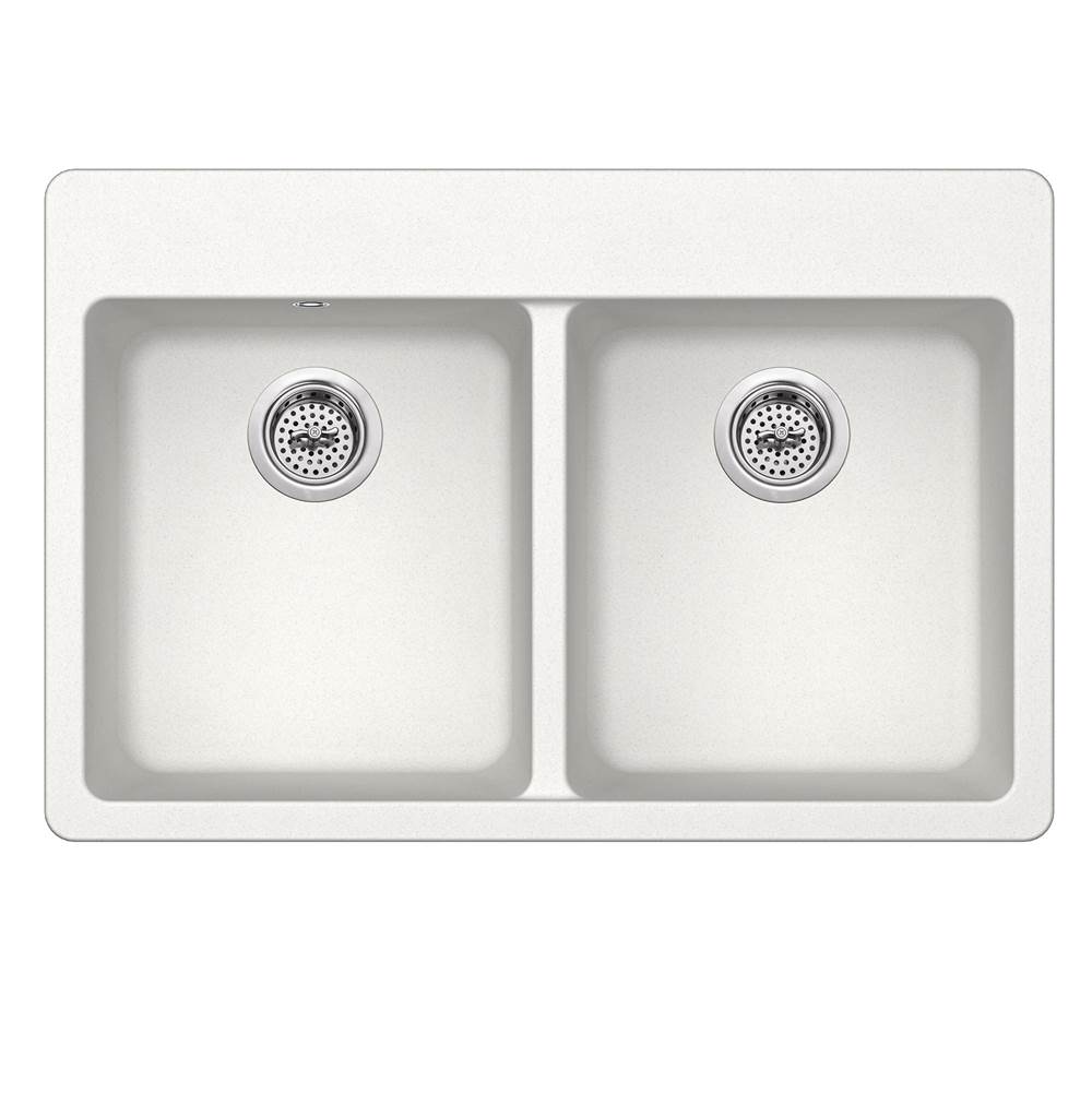 Cahaba Designs Dual Mount 33 in. x 22 in. 50/50 Bowl Quartz Kitchen Sink in Alpine White