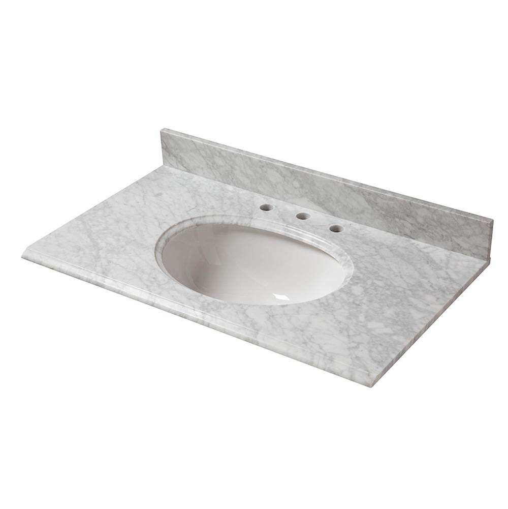 Cahaba Designs 31 in. x 22 in. Carrara Marble Vanity Top with Oval Basin and 8 in. Faucet Spread