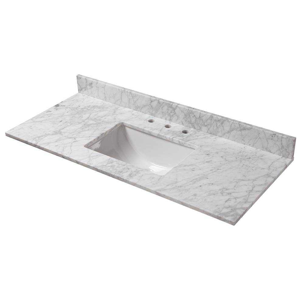 Cahaba Designs 49 in. x 22 in. Carrara Marble Vanity Top with Trough Basin and 8 in. Faucet Spread