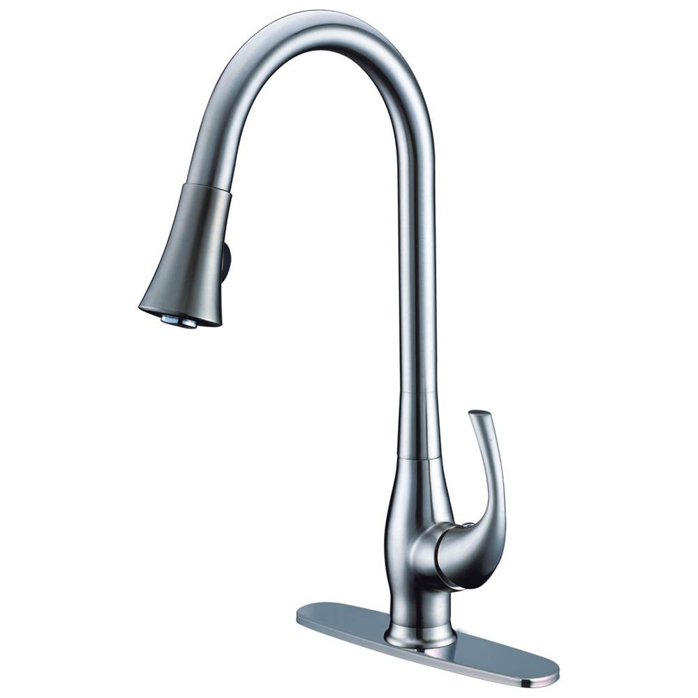 Compass Manufacturing Grand Single Handle Pull-Down Kitchen Faucet, Chrome Finish