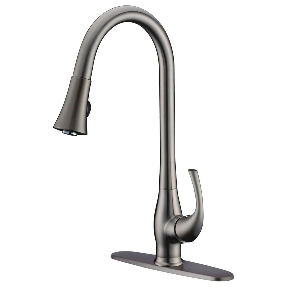 Compass Manufacturing Grand Single Handle Pull-Down Kitchen Faucet, Brushed Nickel Finish