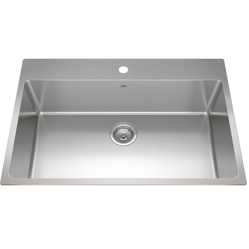 Kindred Brookmore 32.9-in LR x 22.1-in FB x 5.4-in DP Drop in Single Bowl Stainless Steel Kitchen Sink