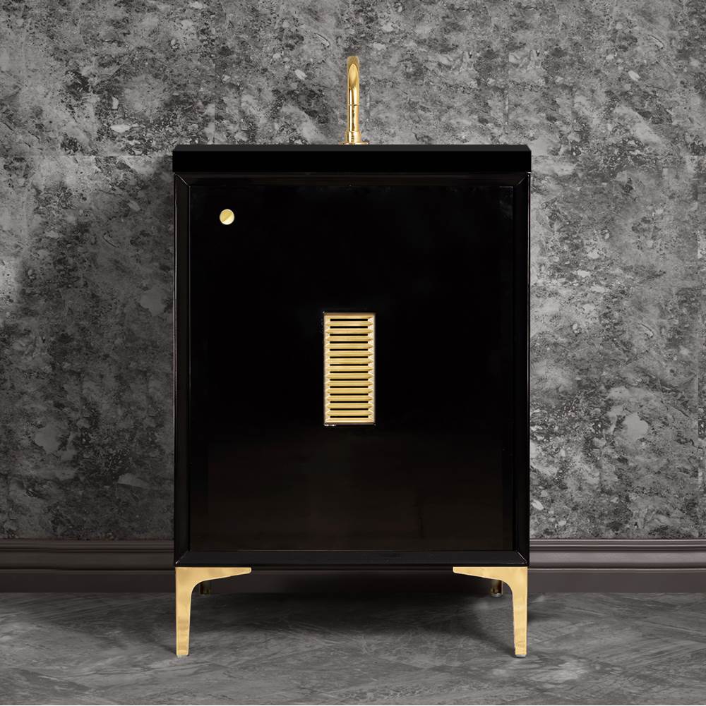 Linkasink Frame 24'' Wide Black Vanity with Polished Brass Louver Grate and Legs, 24'' x 22'' x 33.5'' (without vanity top)