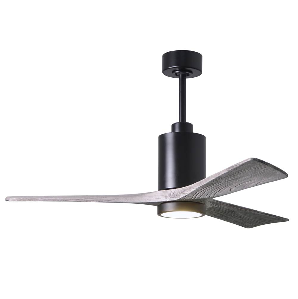 Matthews Fan Company Patricia-3 three-blade ceiling fan in Matte Black finish with 52'' solid barn wood tone blades and dimmable LED light kit