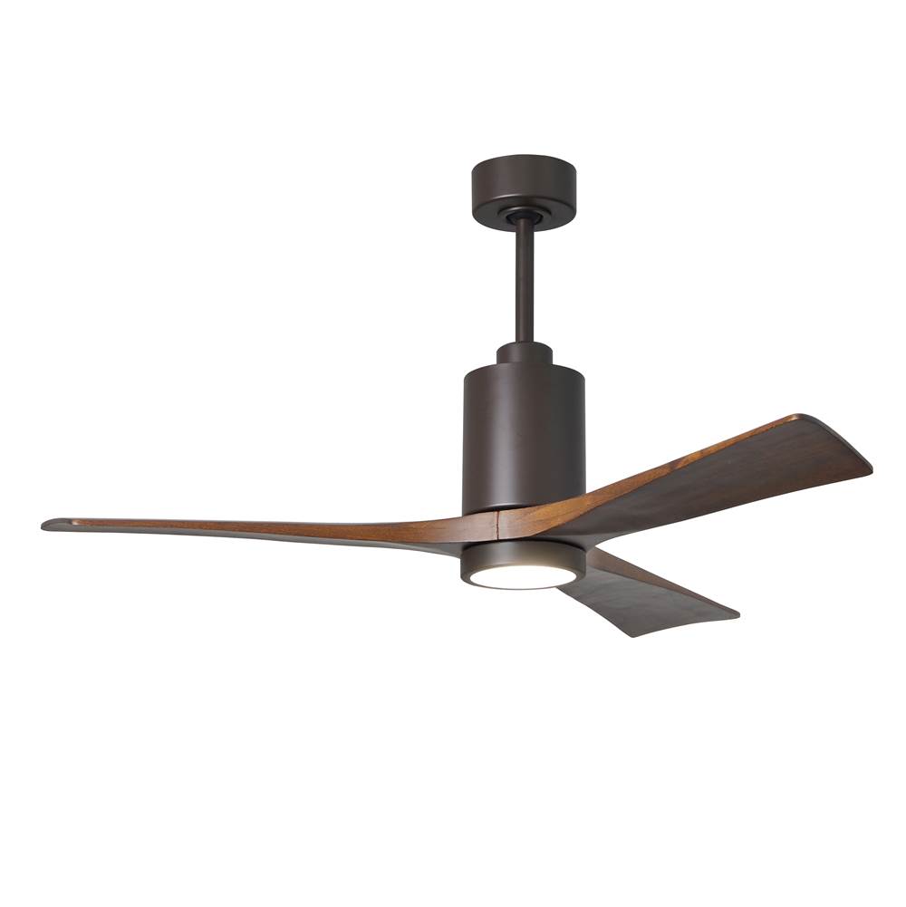 Matthews Fan Company Patricia-3 three-blade ceiling fan in Textured Bronze finish with 52'' solid walnut tone blades and dimmable LED light kit