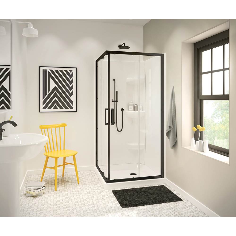 Maax Radia Square 36 x 36 x 71 1/2 in. 6 mm Sliding Shower Door for Corner Installation with Clear glass in Matte Black