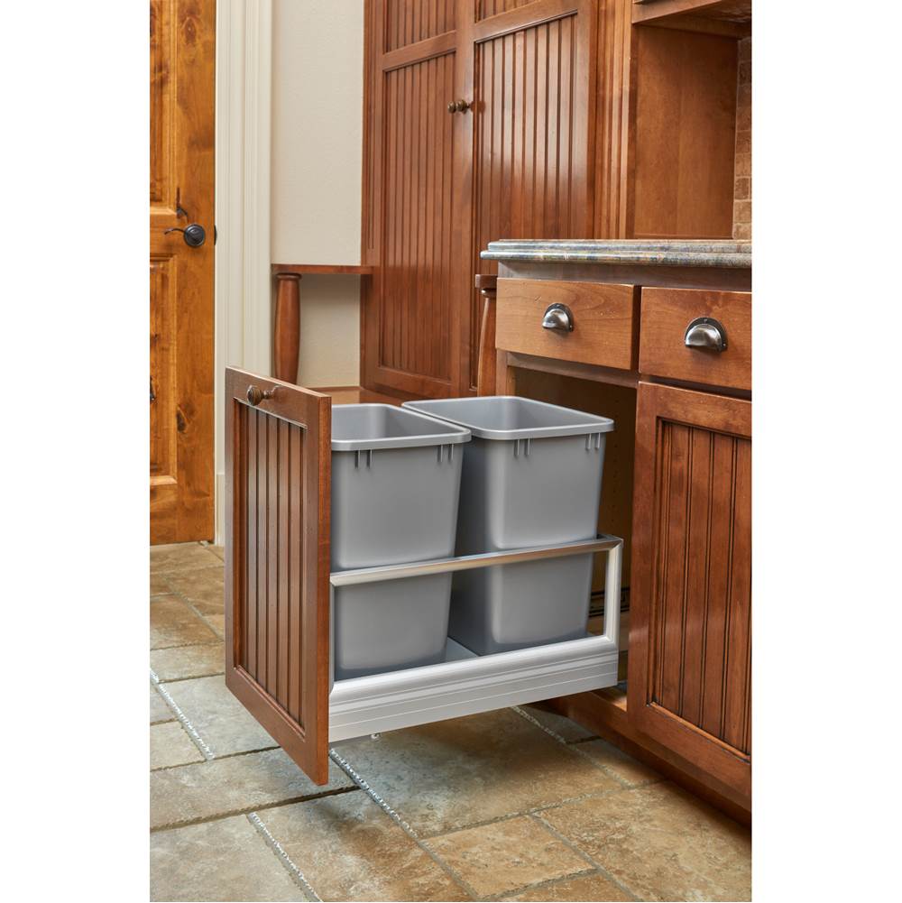 Rev-A-Shelf Aluminum Pull Out Trash/Waste Container with Soft Open/Close