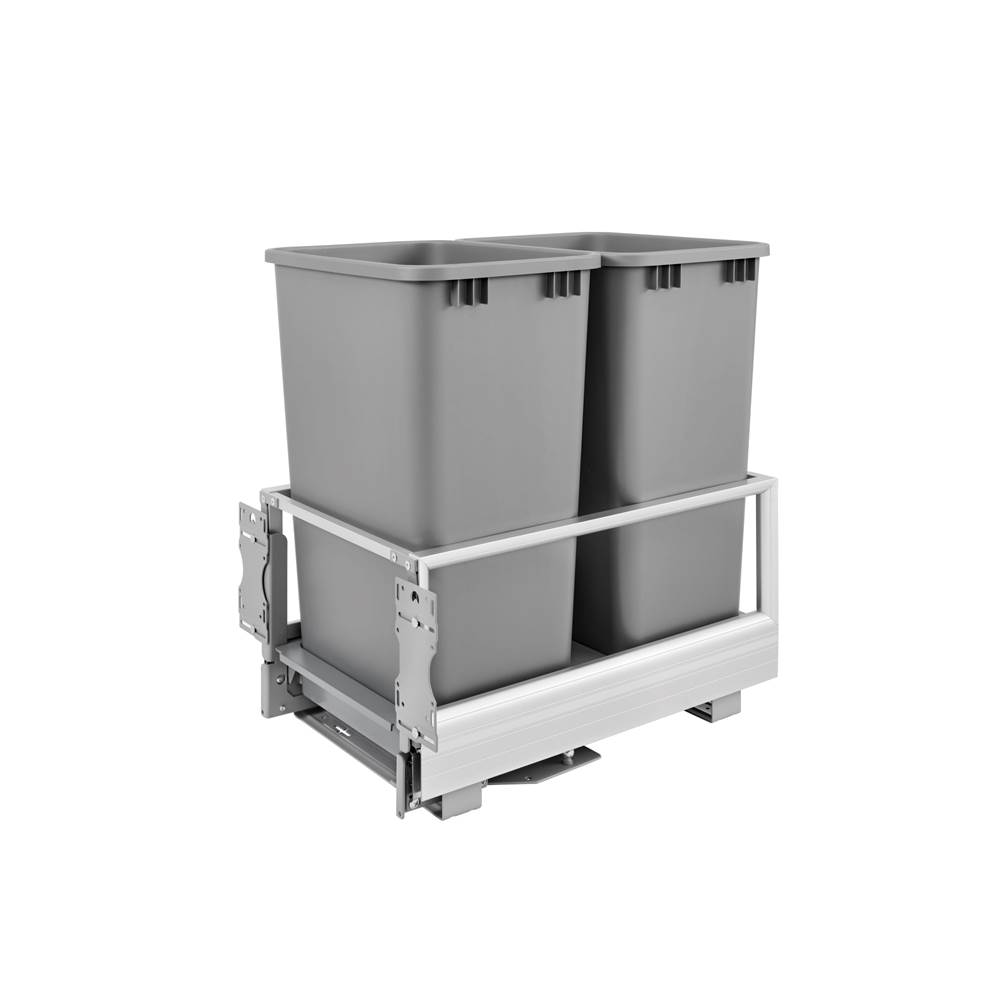 Rev-A-Shelf Aluminum Pull Out Trash/Waste Container for Full Height Cabinet with Soft Open/Close