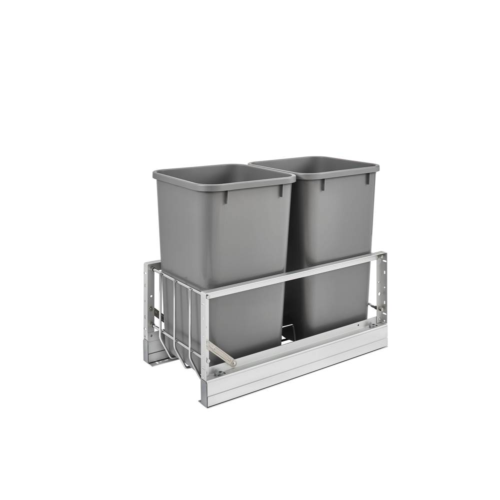 Rev-A-Shelf Aluminum Pull Out Double Trash/Waste Container w/Soft Close