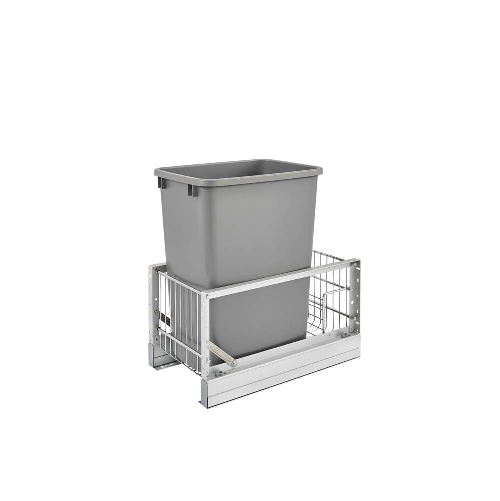 Rev-A-Shelf Aluminum Pull Out Trash/Waste Container w/Soft Close w/Reduced Depth