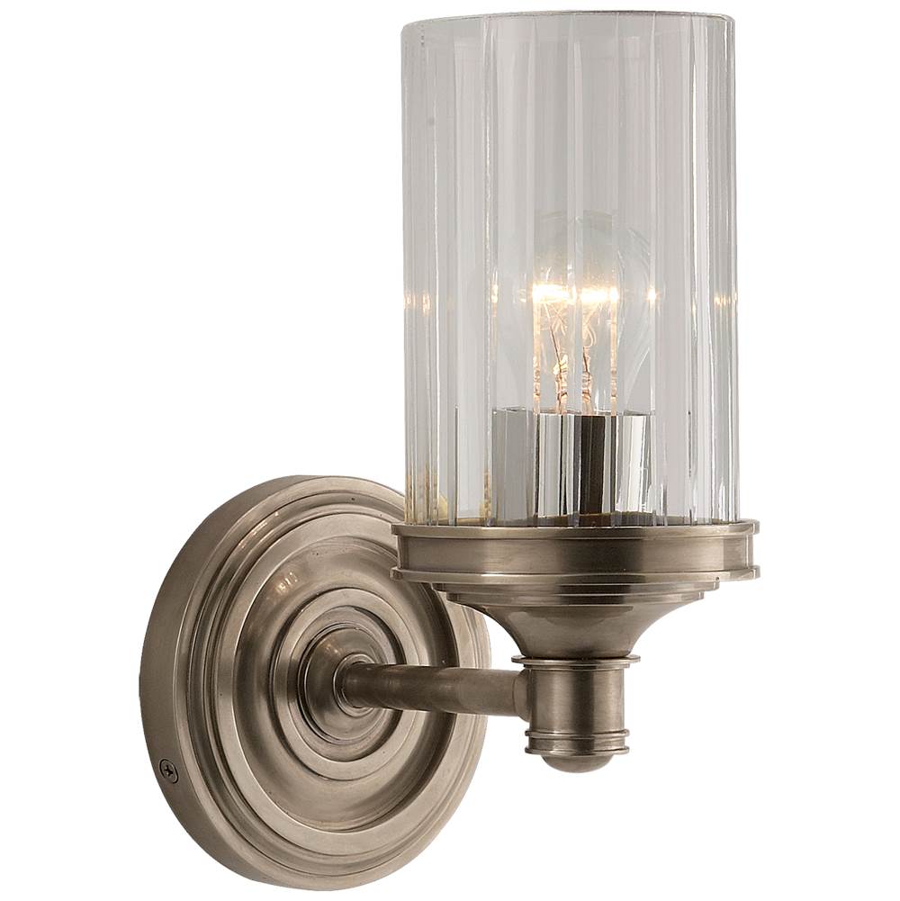 Visual Comfort Signature Collection Ava Single Sconce in Antique Nickel with Crystal