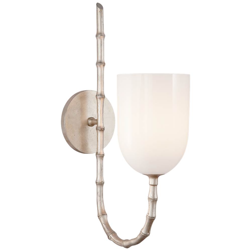 Visual Comfort Signature Collection Edgemere Wall Light in Burnished Silver Leaf with White Glass