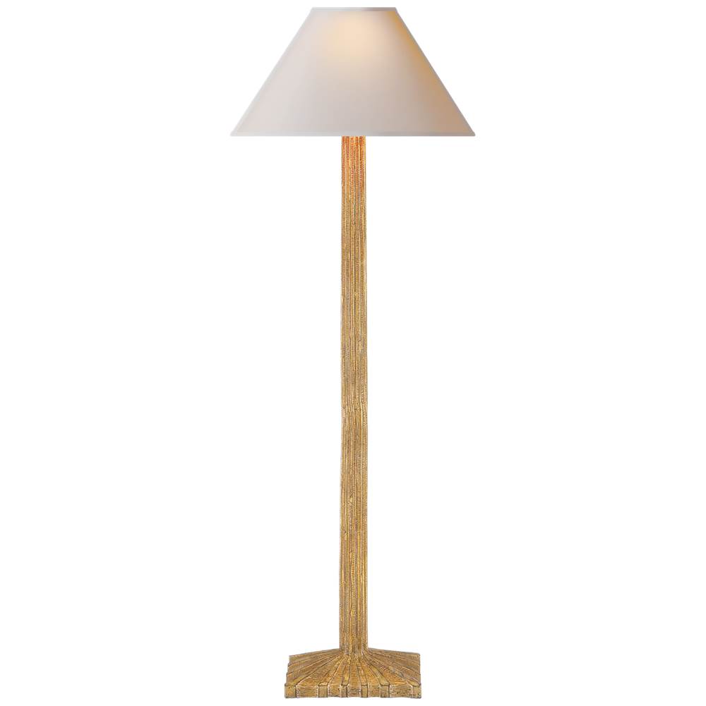 Visual Comfort Signature Collection Strie Buffet Lamp in Gild with Natural Paper Shade