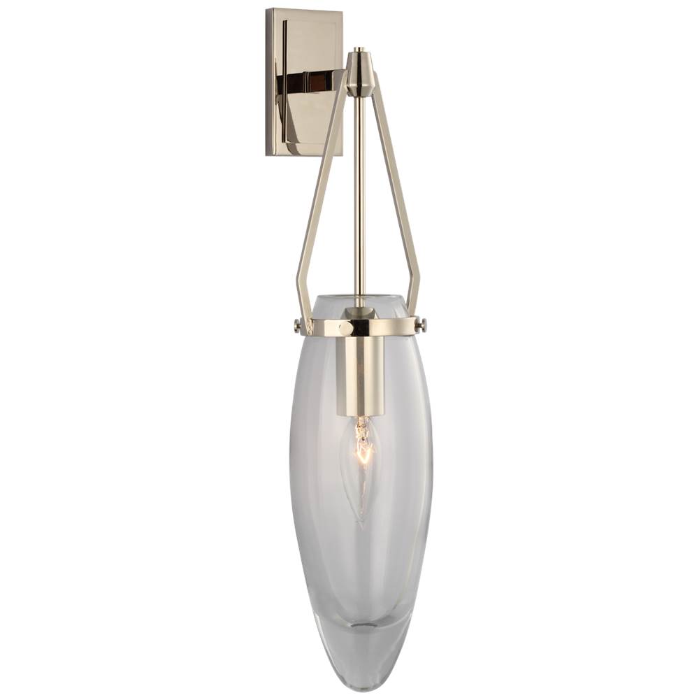 Visual Comfort Signature Collection Myla Medium Bracketed Sconce in Polished Nickel with Clear Glass