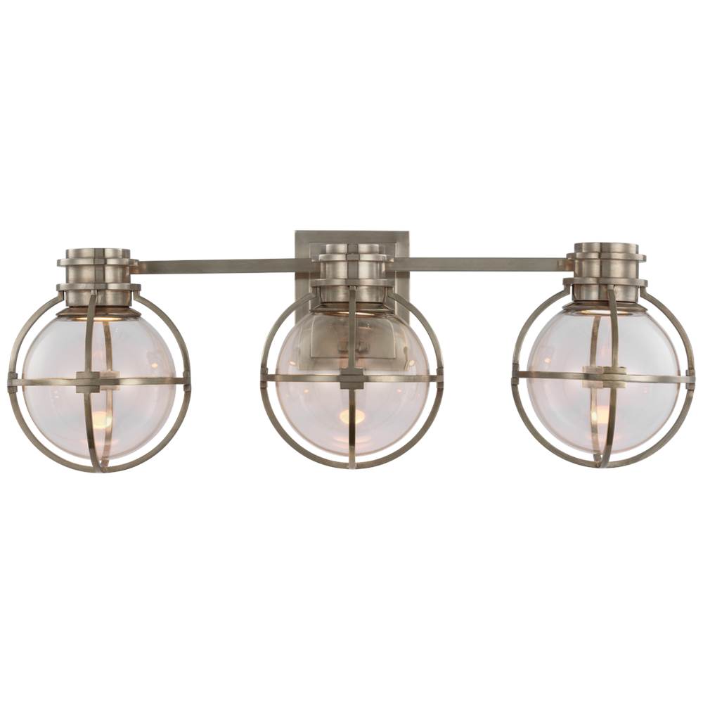 Visual Comfort Signature Collection Gracie Triple Sconce in Antique Nickel with Clear Glass