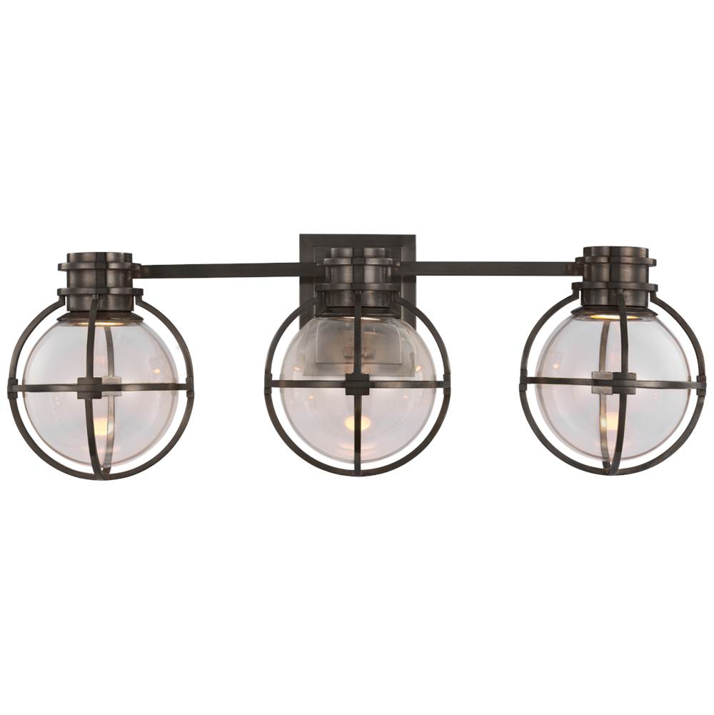 Visual Comfort Signature Collection Gracie Triple Sconce in Bronze with Clear Glass
