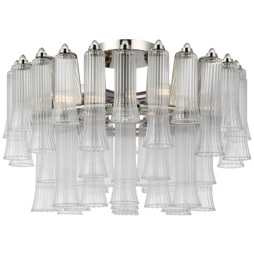 Visual Comfort Signature Collection Lorelei 18'' Semi-Flush Mount in Polished Nickel with Clear Glass