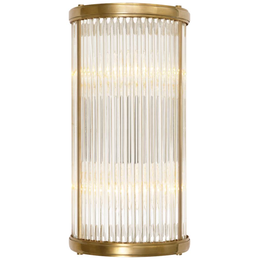 Visual Comfort Signature Collection Allen Small Linear Sconce in Natural Brass and Glass Rods