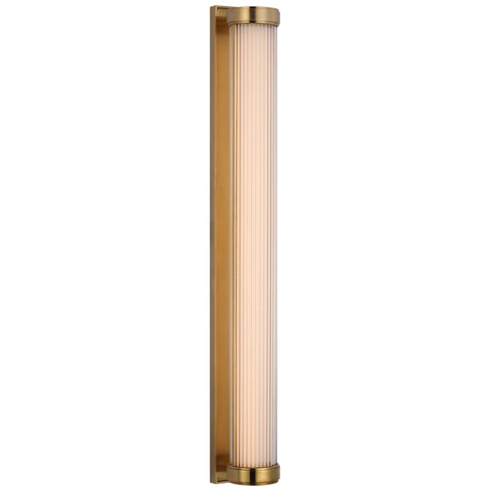 Visual Comfort Signature Collection Ranier 30'' Linear Bath Light in Natural Brass with Clear Glass Rods