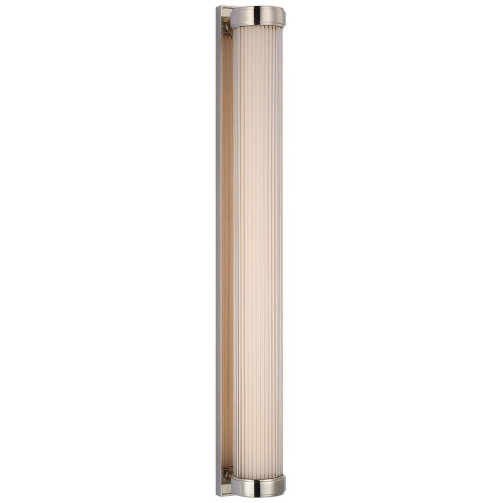 Visual Comfort Signature Collection Ranier 30'' Linear Bath Light in Polished Nickel with Clear Glass Rods