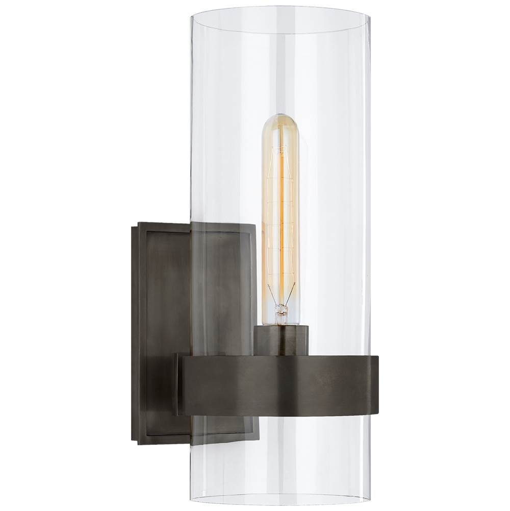 Visual Comfort Signature Collection Presidio Small Sconce in Bronze with Clear Glass