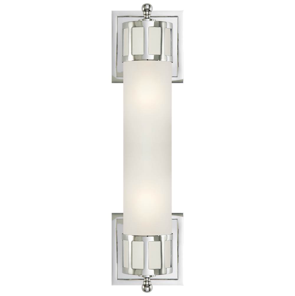 Visual Comfort Signature Collection Openwork Medium Sconce in Chrome with Frosted Glass